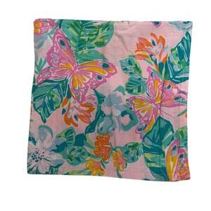 Lilly Pulitzer Pottery Barn Kids Organic Cotton Muslin Swaddle Butterfly Pink